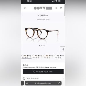 Oliver Peoples O’Malley Frames